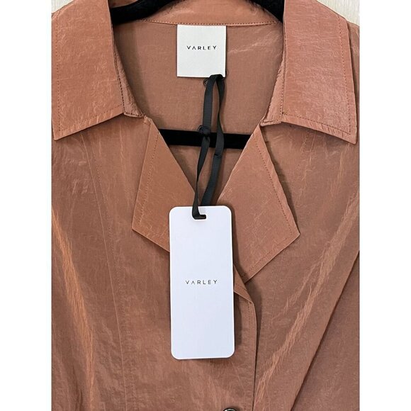 Varley Belted Crinkled Nylon Playsuit Romper Jumpsuit Brown Shimmer NWT $188 - Picture 10 of 12